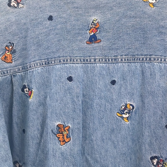 Vintage The Disney Store Mickey Mouse Minnie Denim Button Down Shirt Size XXL - Picture 6 of 6